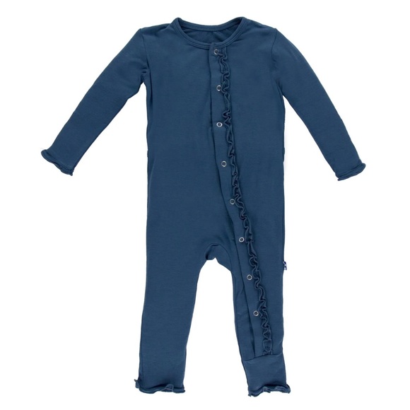 KicKee Pants Muffin Ruffle Coverall with Snaps in Twilight - Picture 1 of 7